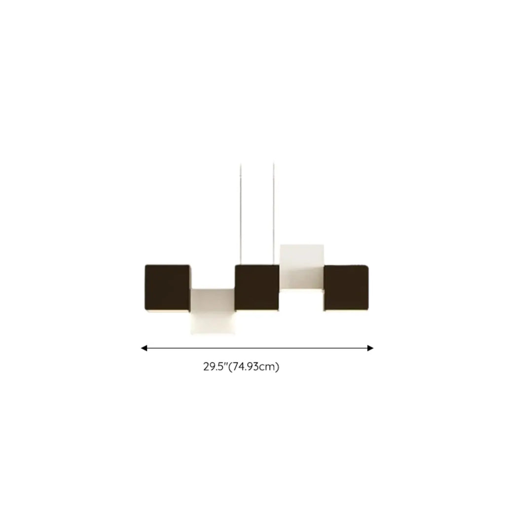 Îlot de cuisine moderne en forme de cube noir avec éclairage LED dimmable