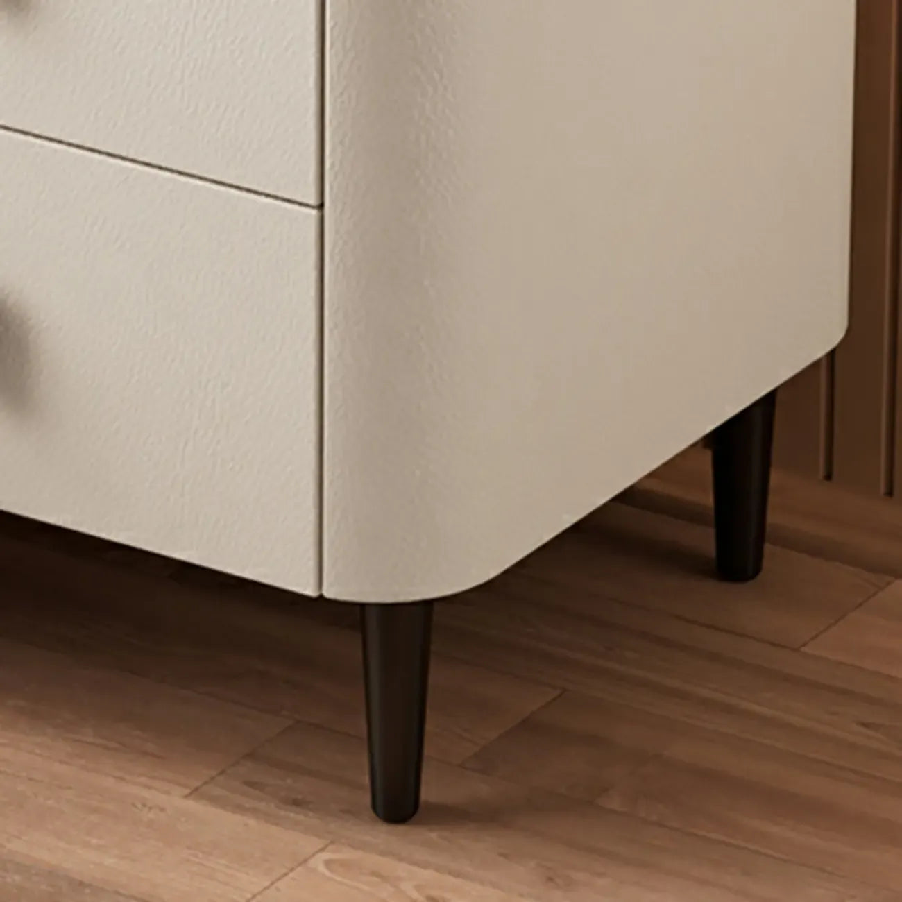 Table de chevet moderne en cuir et pierre avec plateau à 2 tiroirs