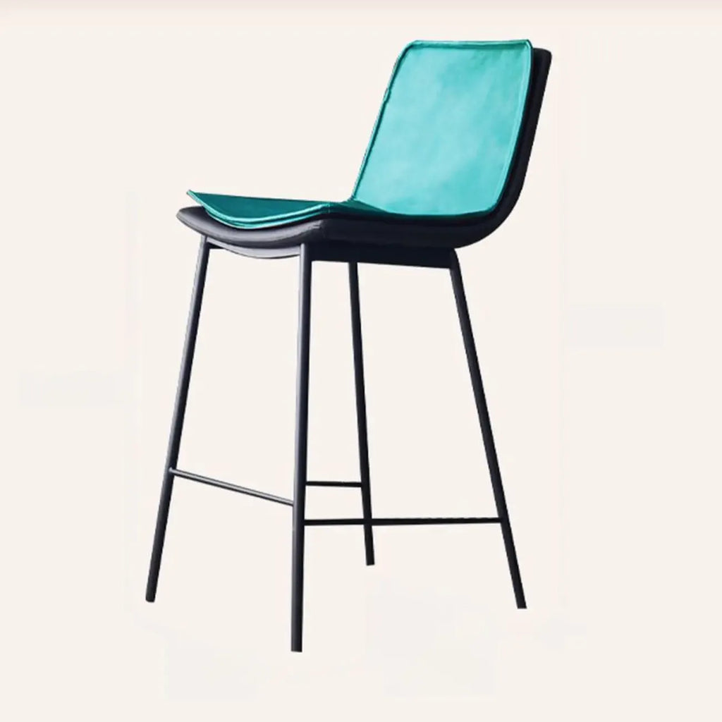 Tabouret de bar moderne en cuir, hauteur comptoir, avec dossier