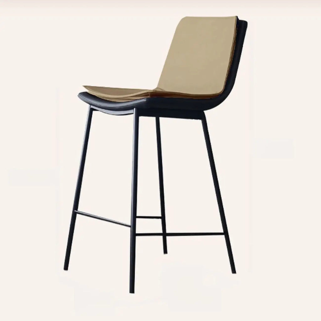 Tabouret de bar moderne en cuir, hauteur comptoir, avec dossier