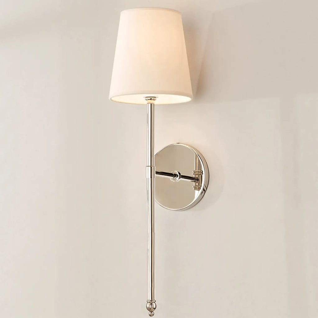 Applique murale cylindrique à DEL avec abat-jour en tissu pour usage résidentiel