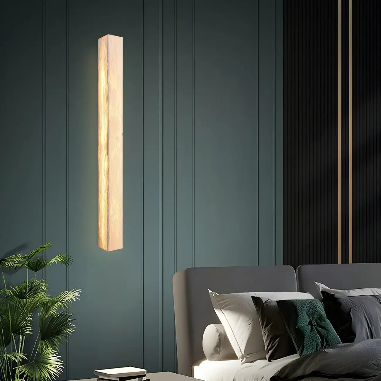 Applique murale moderne géométrique en marbre avec 3 LED à intensité variable pour salon