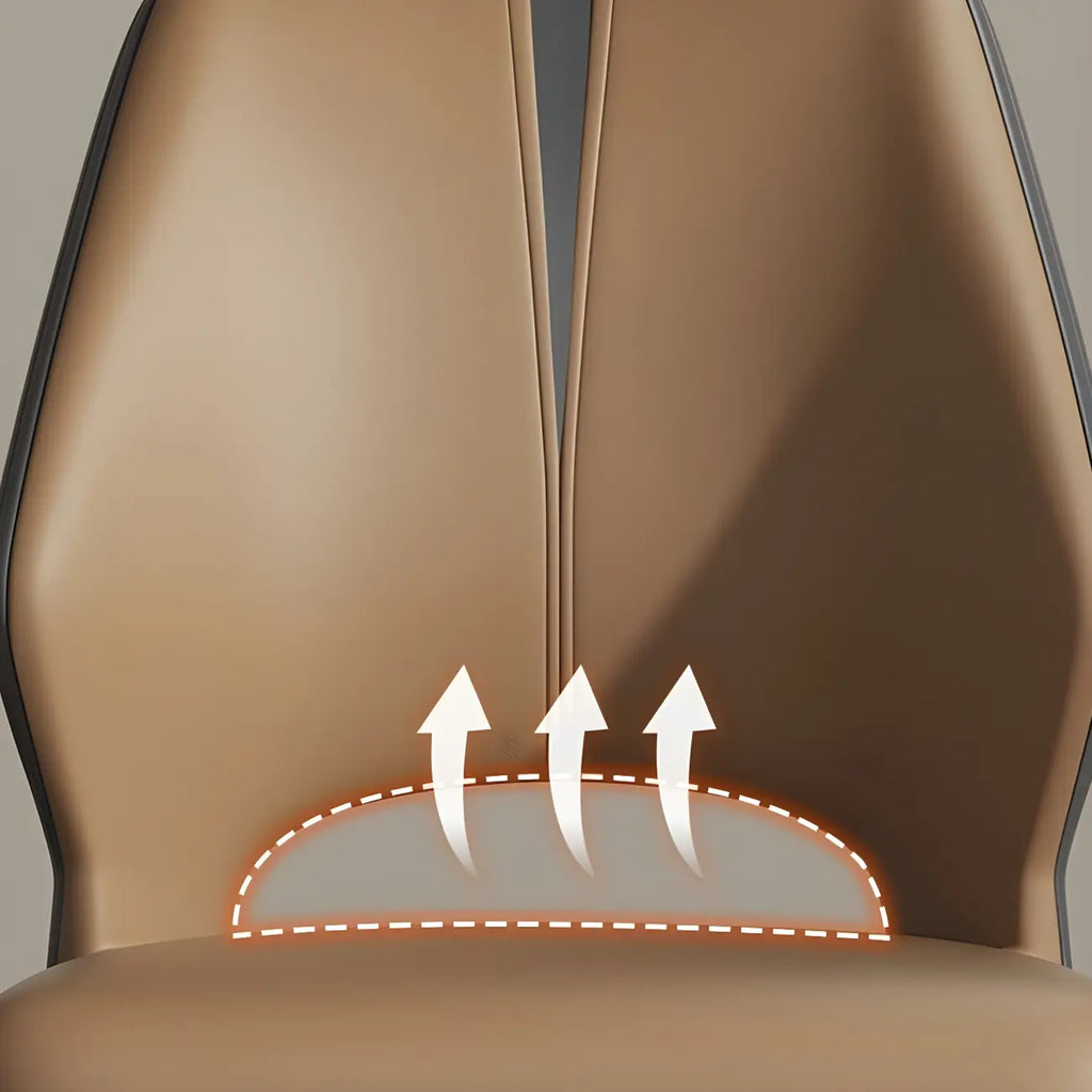 Chaise de salle à manger d'appoint marron à dossier incurvé en similicuir.