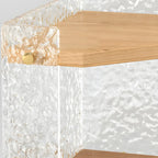Meuble d'angle moderne avec étagères ouvertes en acrylique et bois naturel