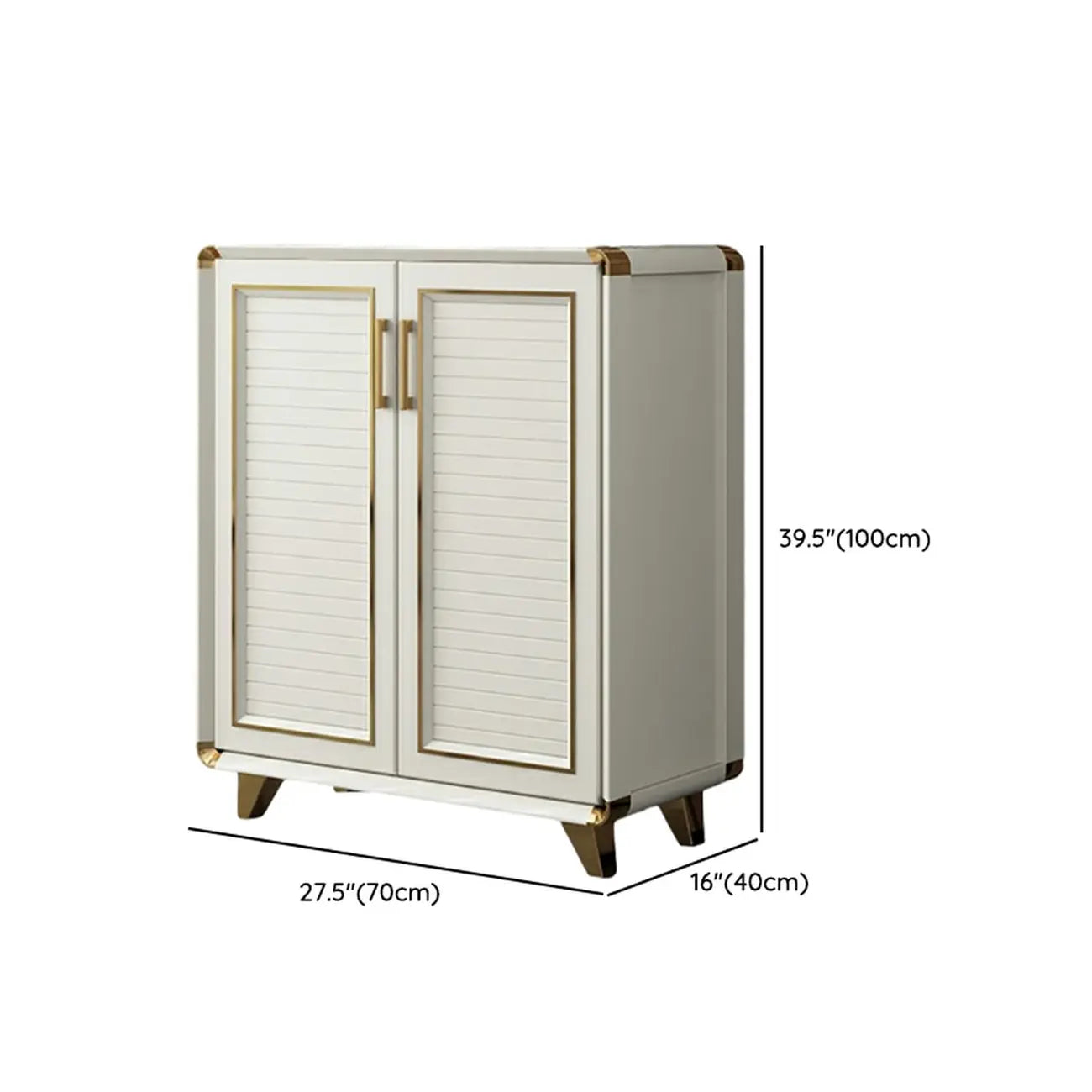 Meuble à chaussures glamour en métal blanc avec tiroir