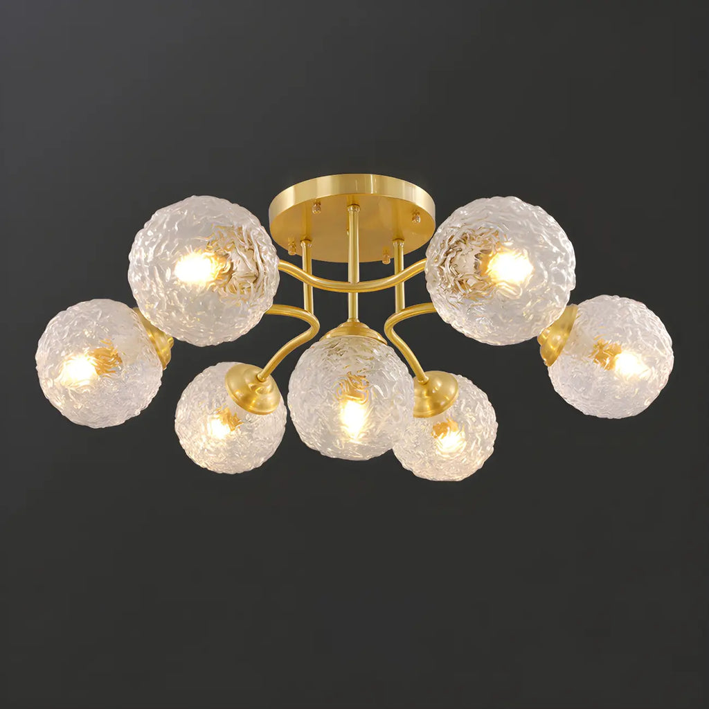 Charmant plafonnier semi-encastré en verre à 5/7 lumières pour chambre à coucher