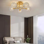 Charmant plafonnier semi-encastré en verre à 5/7 lumières pour chambre à coucher