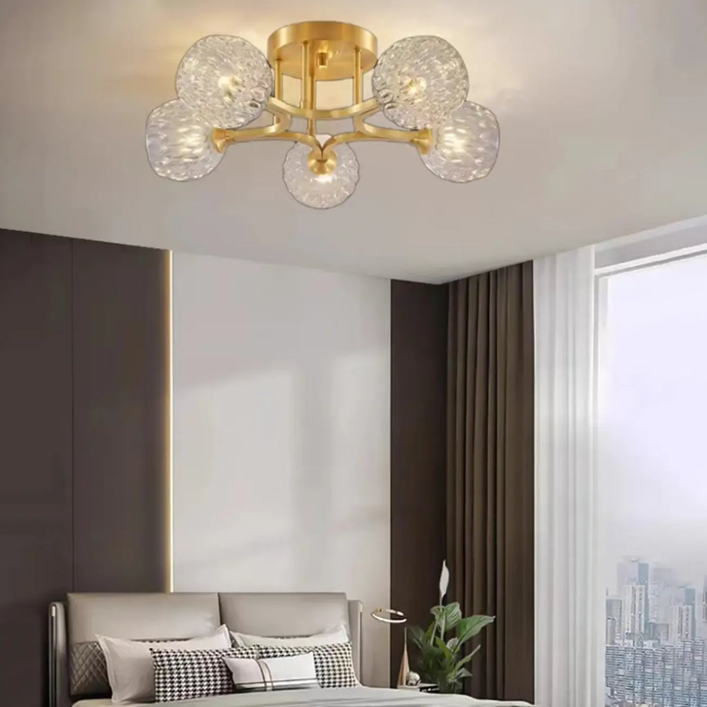 Charmant plafonnier semi-encastré en verre à 5/7 lumières pour chambre à coucher