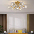 Charmant plafonnier semi-encastré en verre à 5/7 lumières pour chambre à coucher