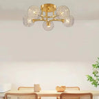 Charmant plafonnier semi-encastré en verre à 5/7 lumières pour chambre à coucher