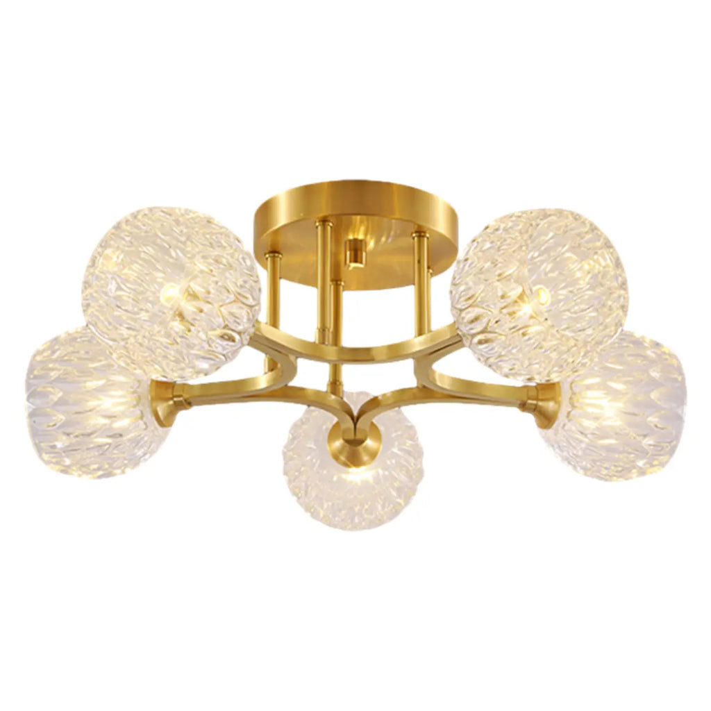 Charmant plafonnier semi-encastré en verre à 5/7 lumières pour chambre à coucher