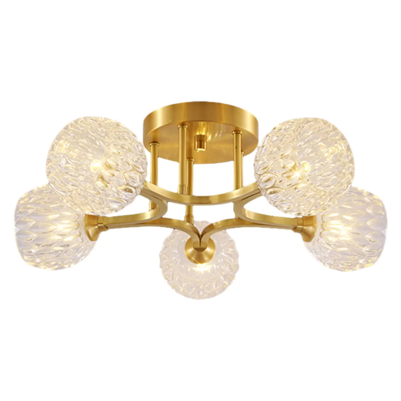 Charmant plafonnier semi-encastré en verre à 5/7 lumières pour chambre à coucher