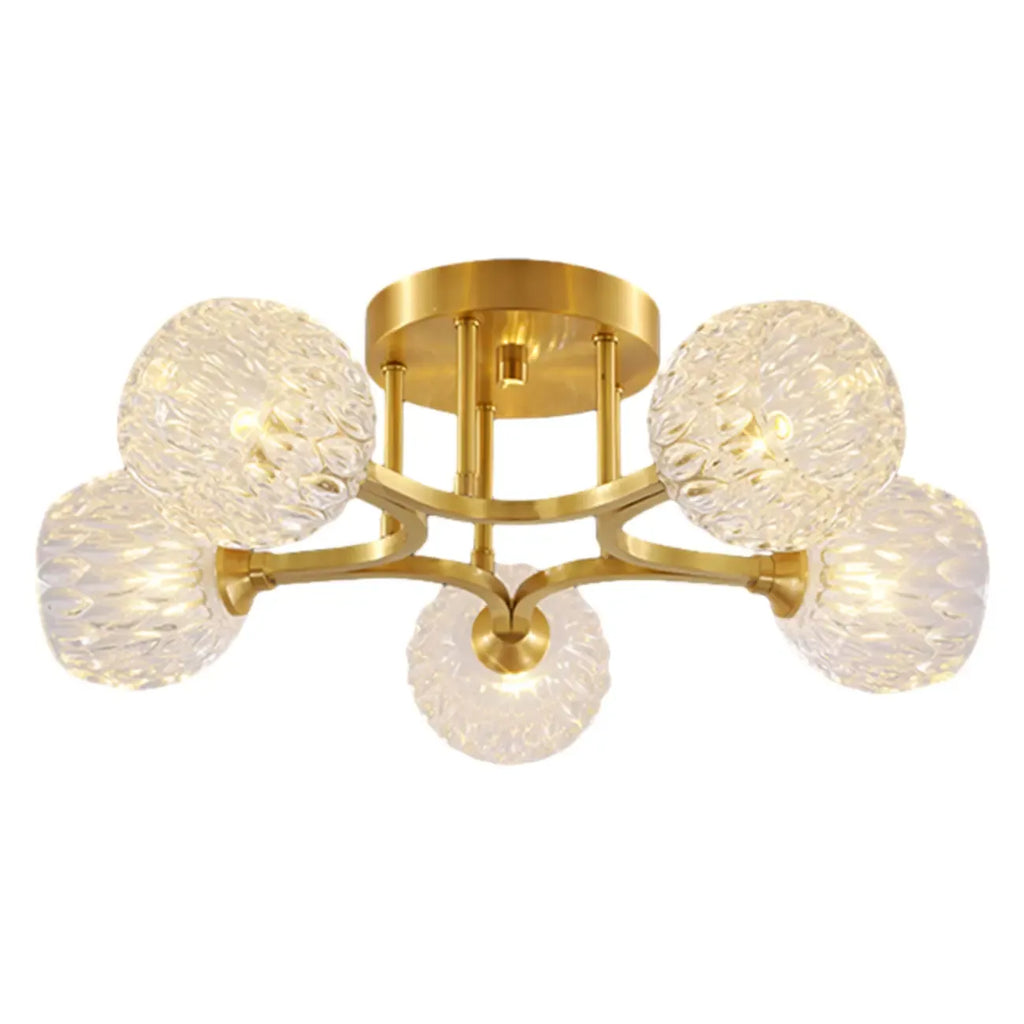 Charmant plafonnier semi-encastré en verre à 5/7 lumières pour chambre à coucher