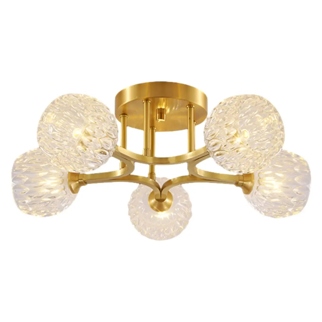 Charmant plafonnier semi-encastré en verre à 5/7 lumières pour chambre à coucher