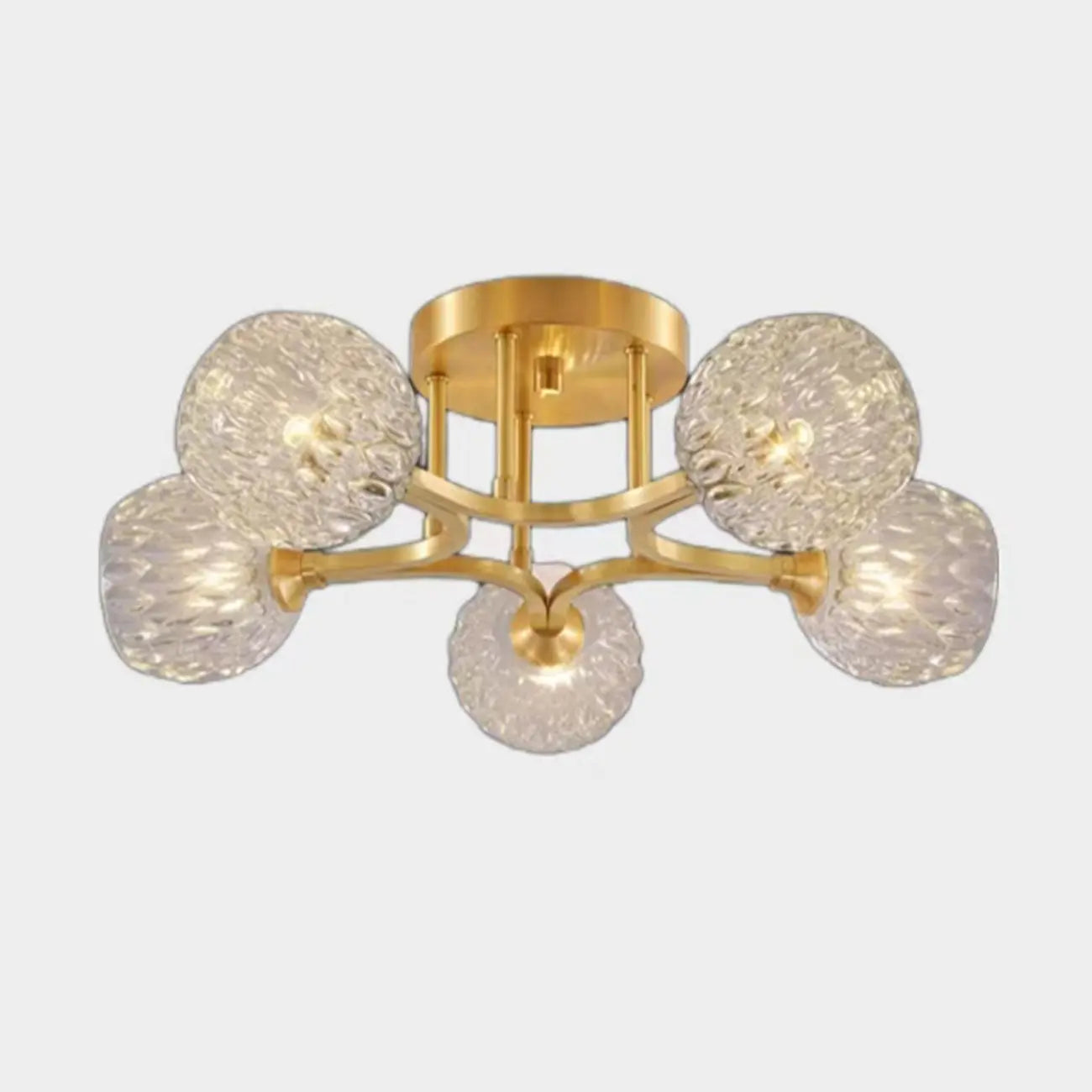 Charmant plafonnier semi-encastré en verre à 5/7 lumières pour chambre à coucher