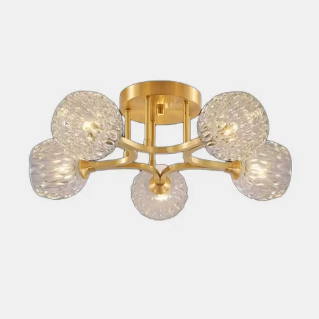 Charmant plafonnier semi-encastré en verre à 5/7 lumières pour chambre à coucher