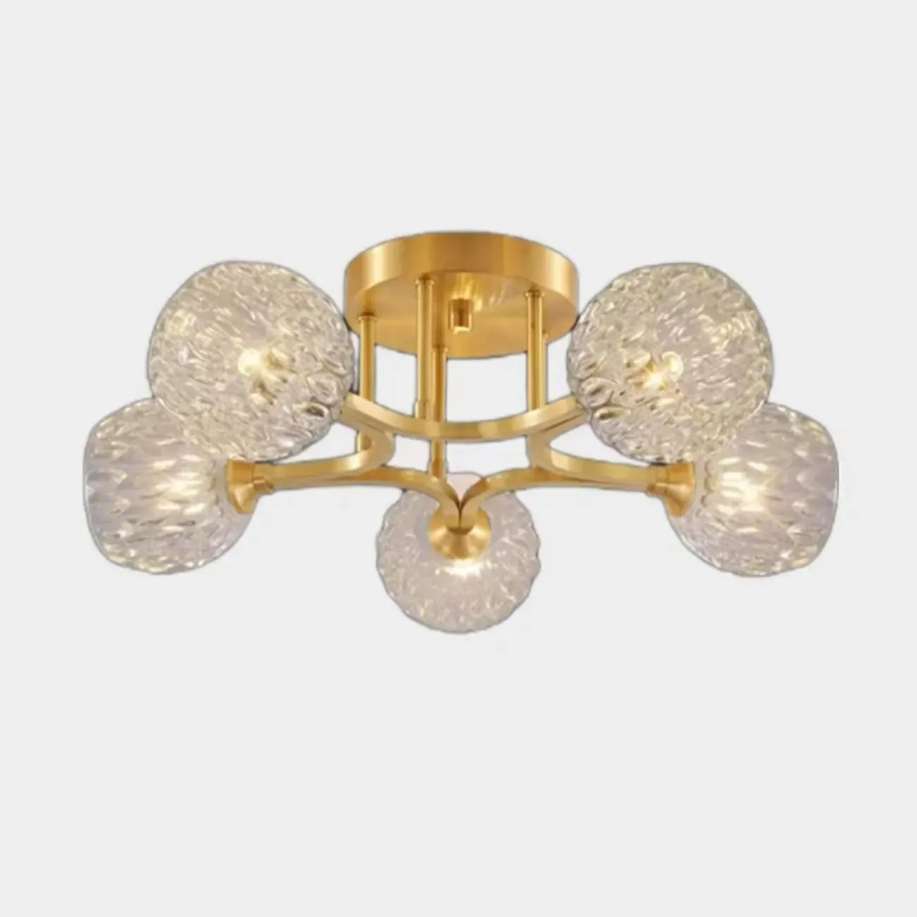 Charmant plafonnier semi-encastré en verre à 5/7 lumières pour chambre à coucher