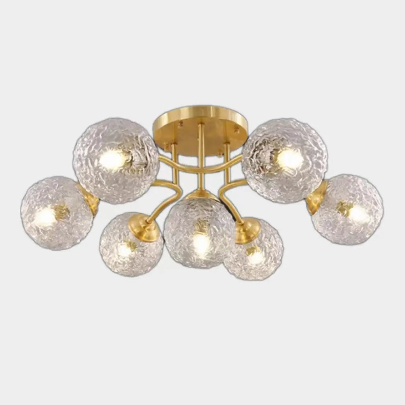 Charmant plafonnier semi-encastré en verre à 5/7 lumières pour chambre à coucher
