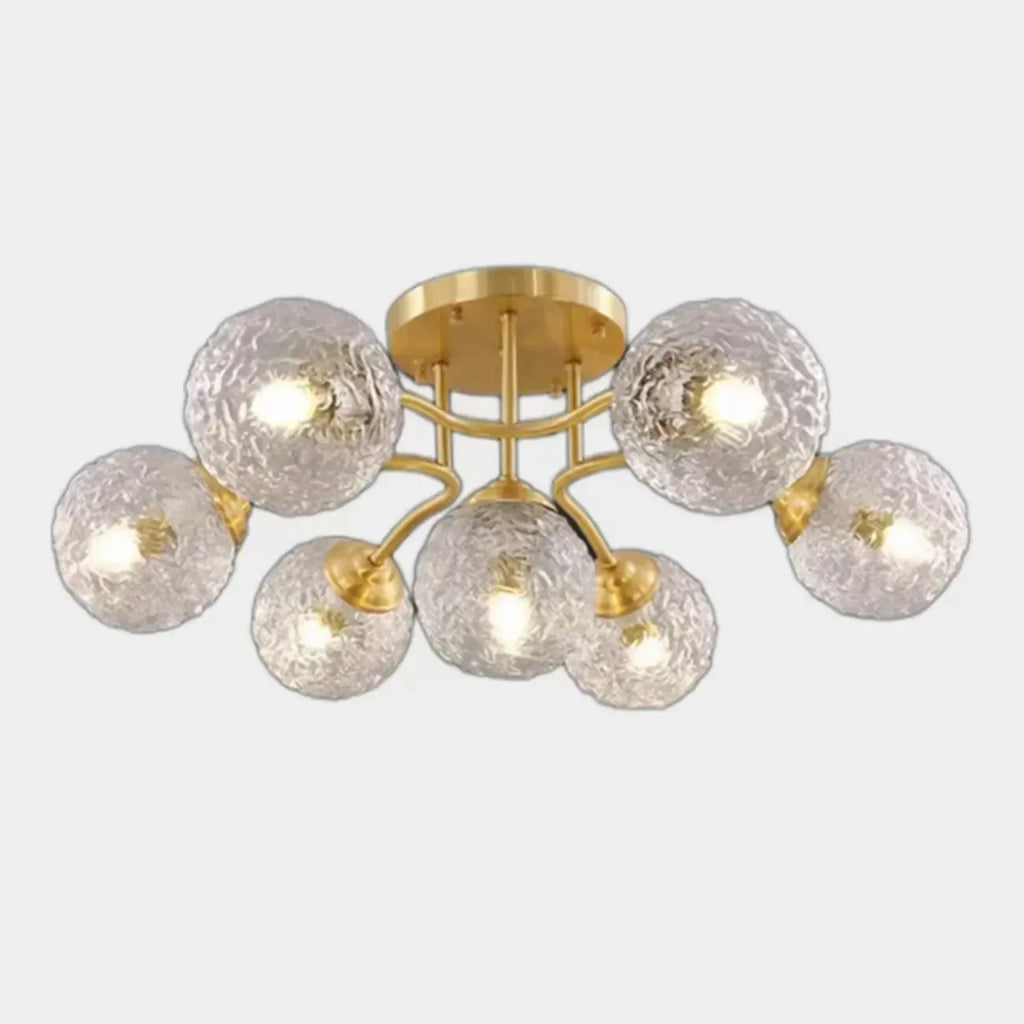 Charmant plafonnier semi-encastré en verre à 5/7 lumières pour chambre à coucher