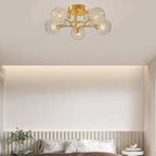 Charmant plafonnier semi-encastré en verre à 5/7 lumières pour chambre à coucher