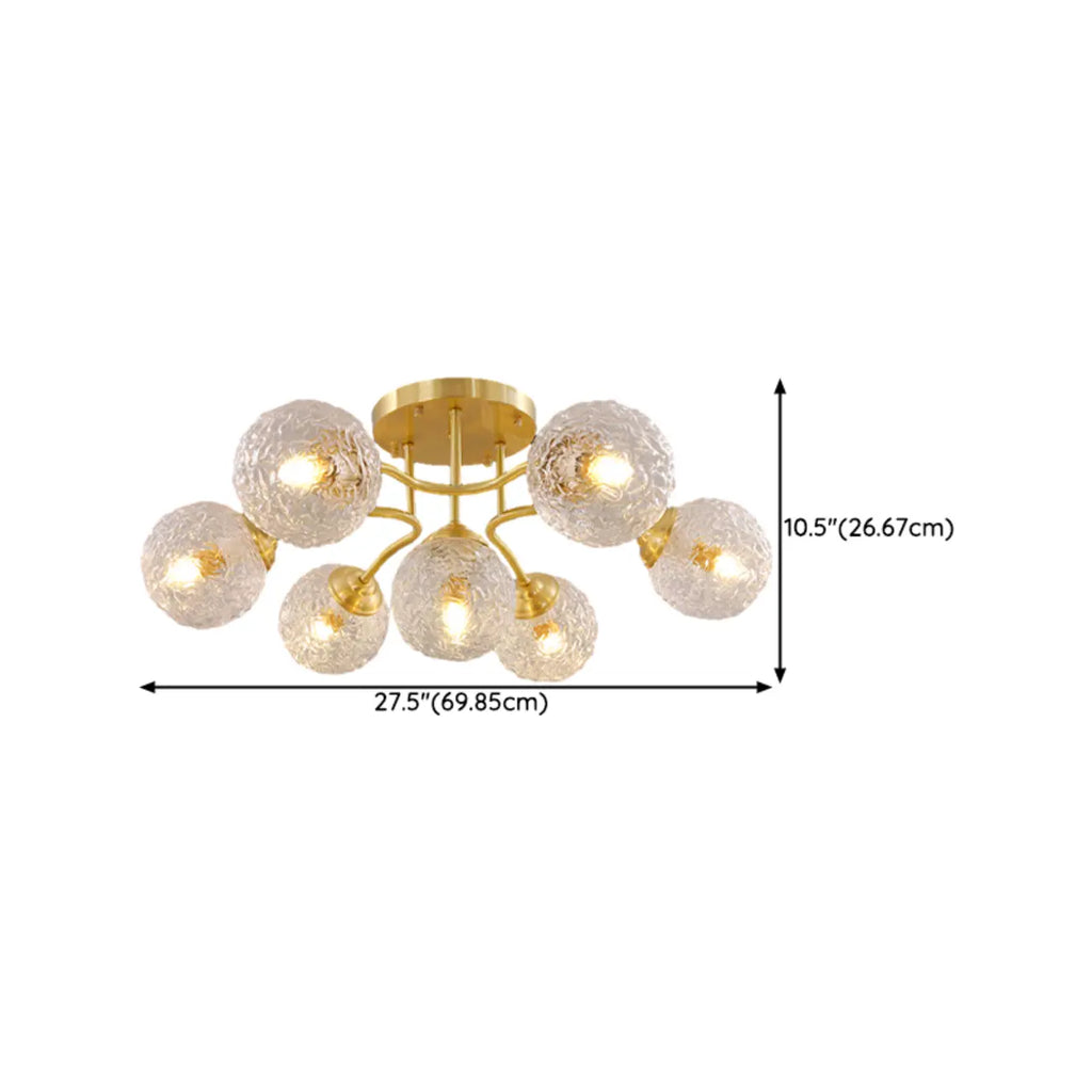 Charmant plafonnier semi-encastré en verre à 5/7 lumières pour chambre à coucher