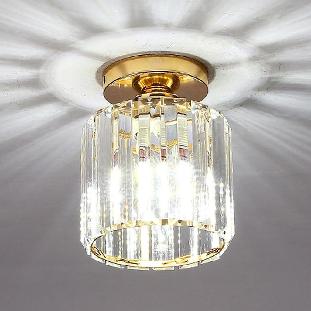 Plafoniera moderna semi-incasso a 6 cristalli per soggiorno