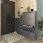 Armoire à chaussures murale en métal gris pour entrée
