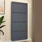 Armoire à chaussures murale en métal gris pour entrée