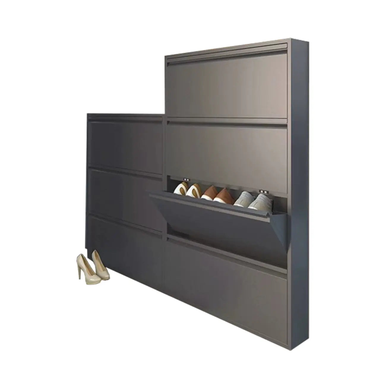 Armoire à chaussures murale en métal gris pour entrée