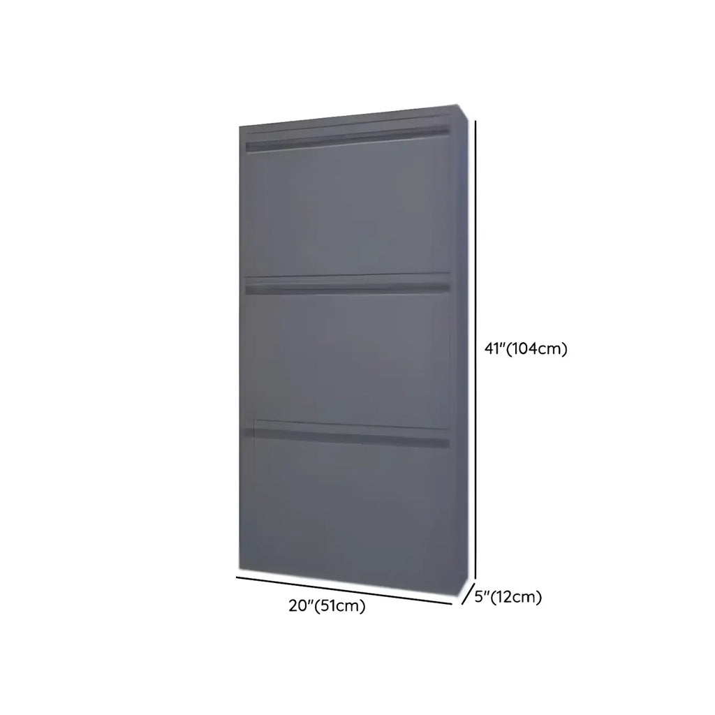 Armoire à chaussures murale en métal gris pour entrée