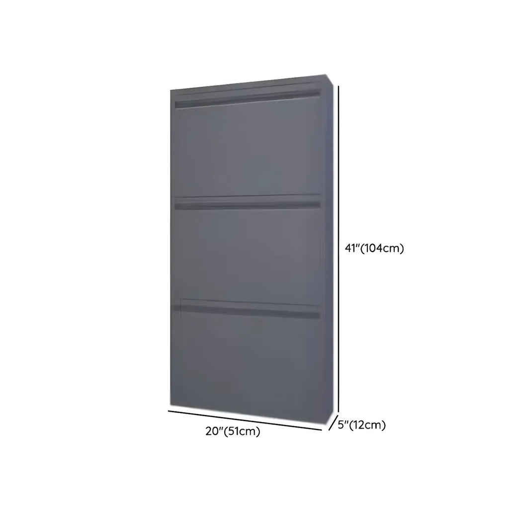 Armoire à chaussures murale en métal gris pour entrée