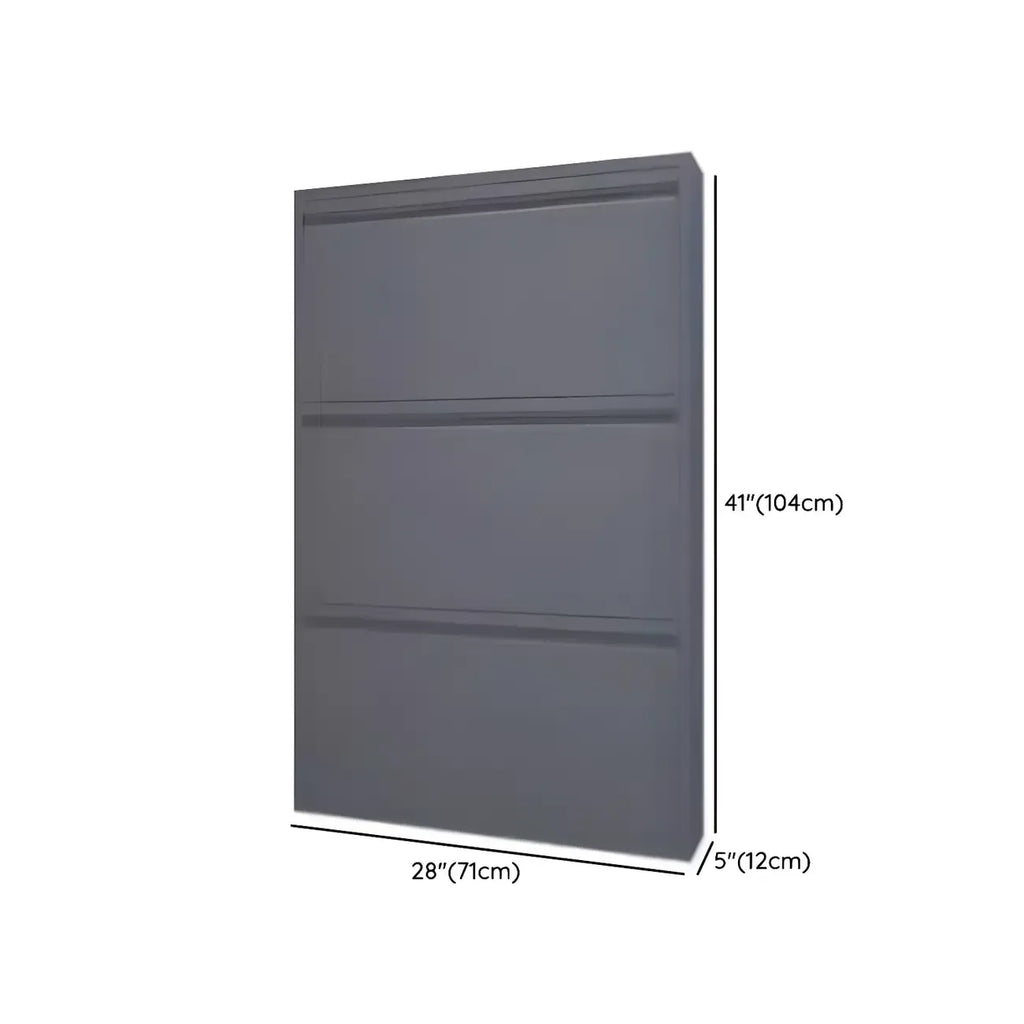 Armoire à chaussures murale en métal gris pour entrée