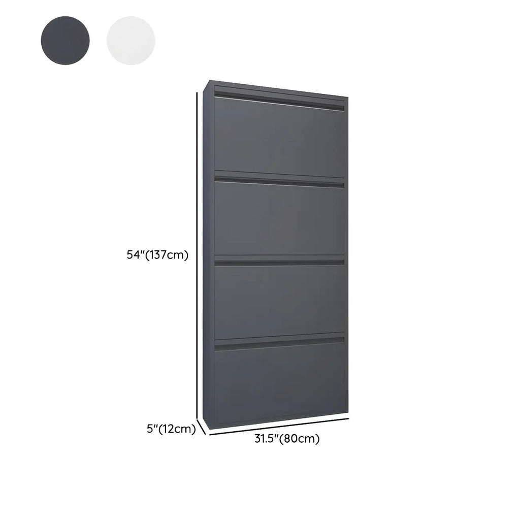 Armoire à chaussures murale en métal gris pour entrée