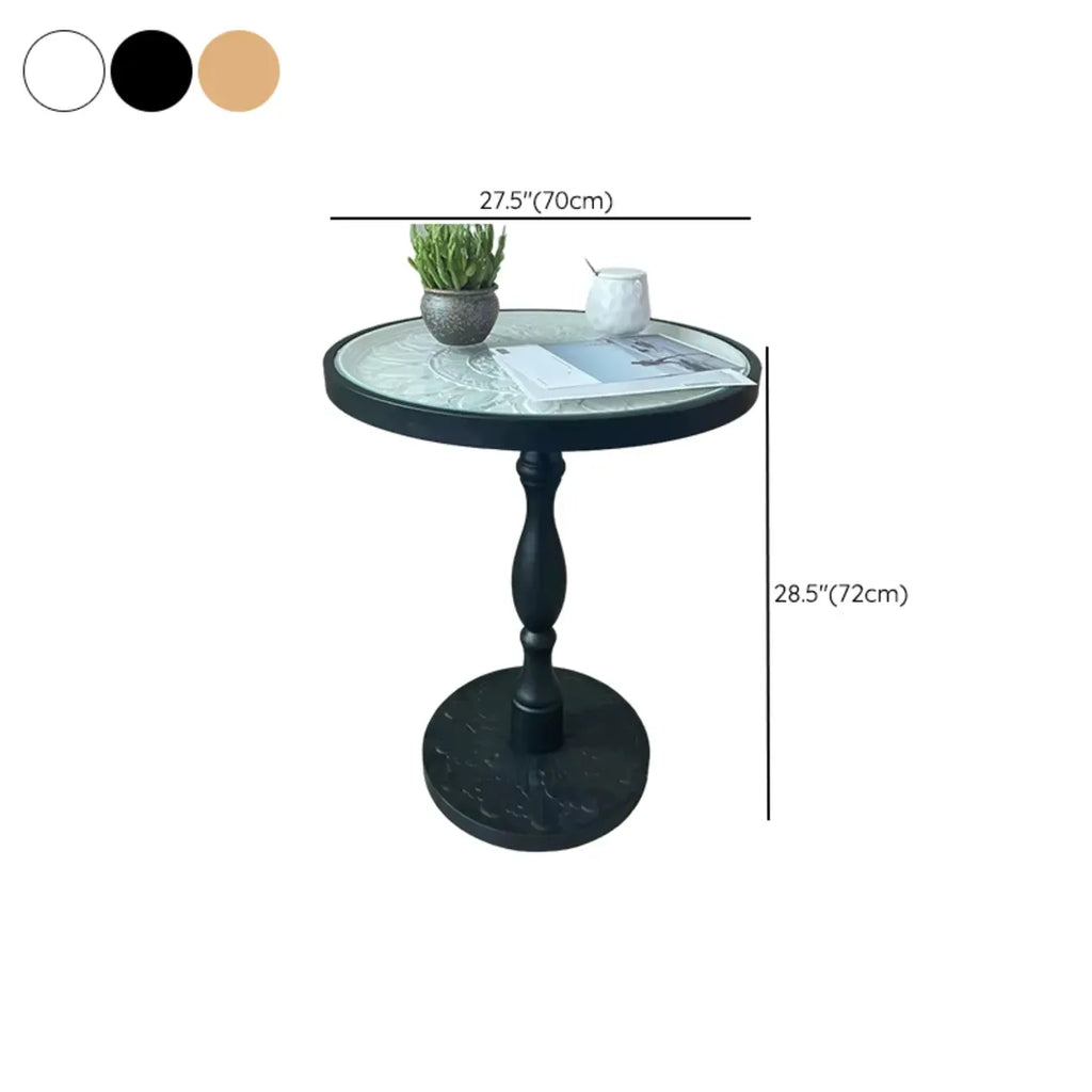 Table d'appoint ronde rétro en bois clair pour salon