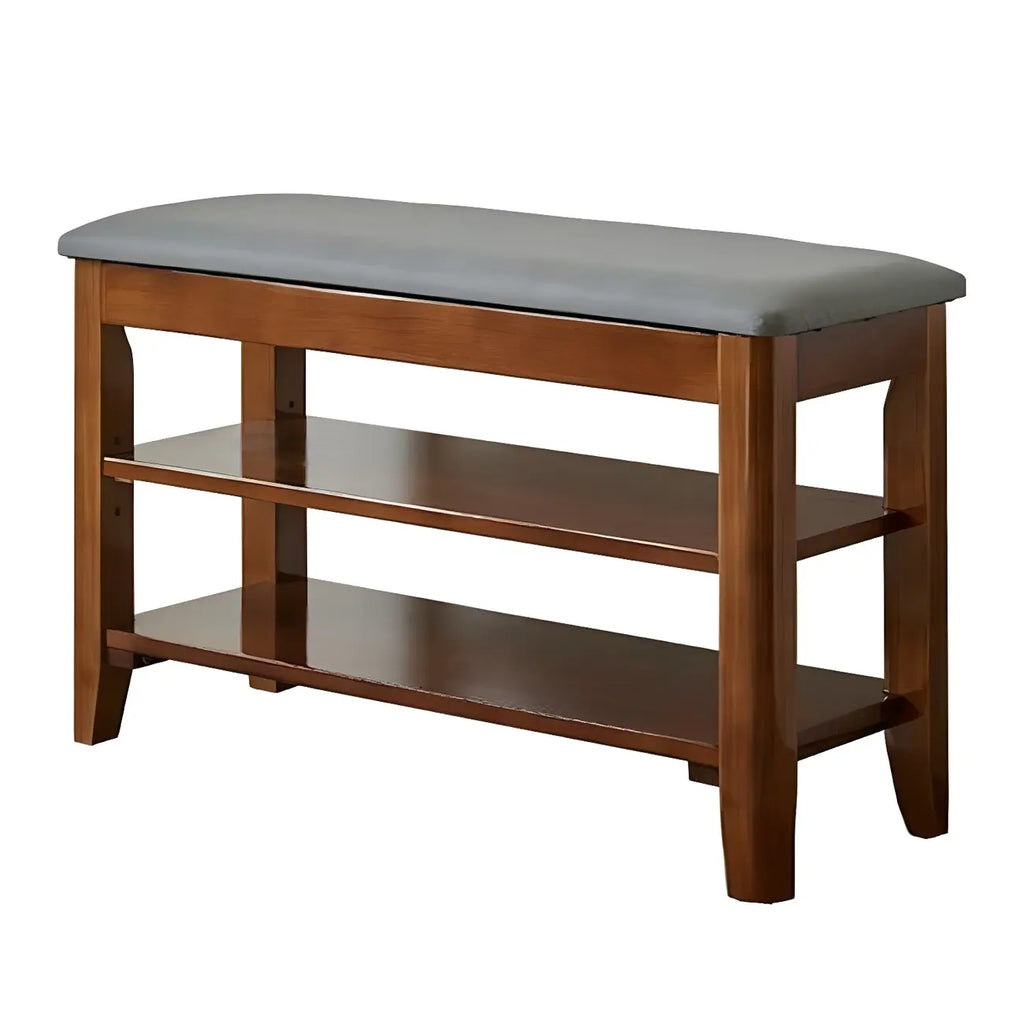 Banc de rangement à chaussures réglable en bois de noyer pour entrée