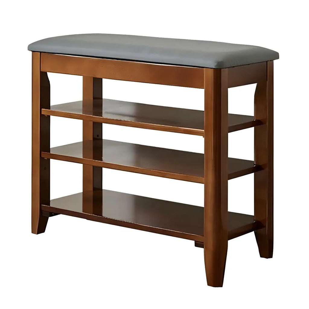 Banc de rangement à chaussures réglable en bois de noyer pour entrée