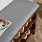 Banc de rangement à chaussures réglable en bois de noyer pour entrée