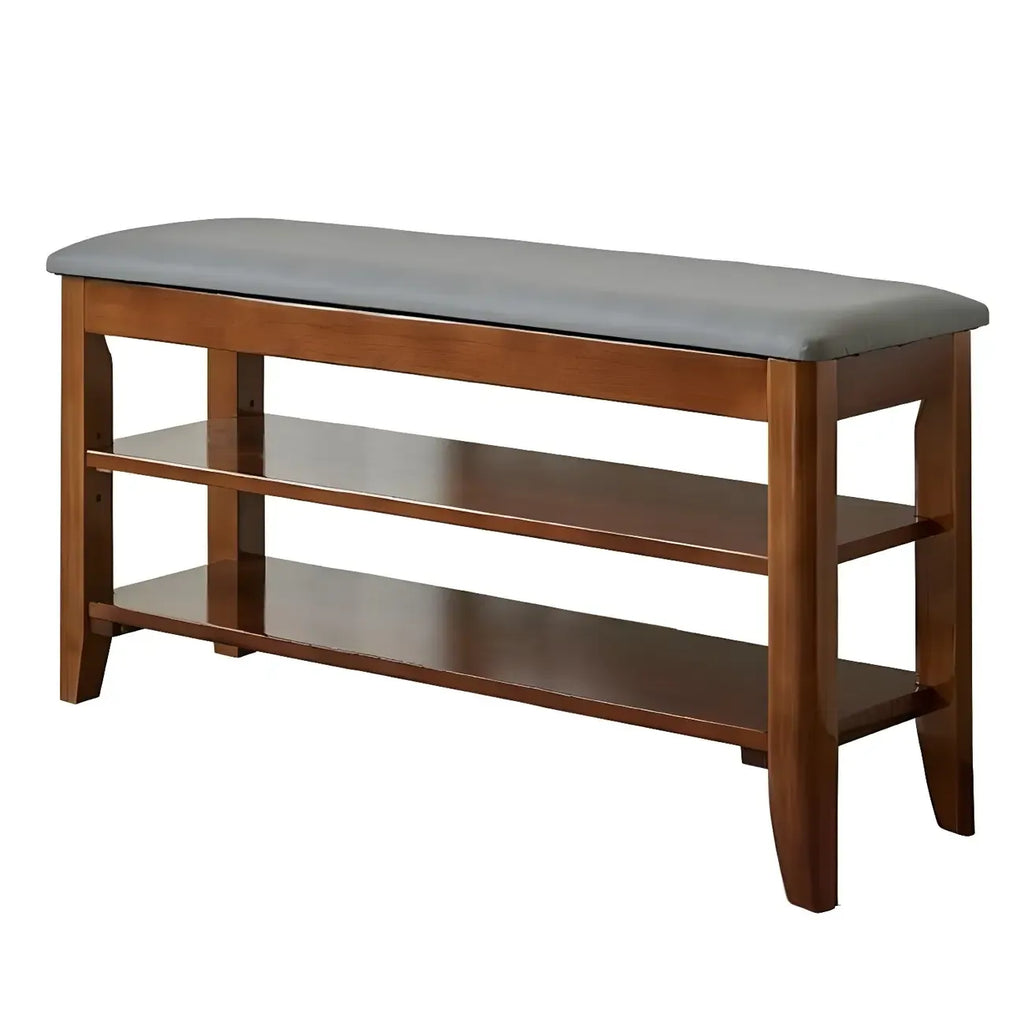 Banc de rangement à chaussures réglable en bois de noyer pour entrée