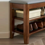 Banc de rangement à chaussures réglable en bois de noyer pour entrée
