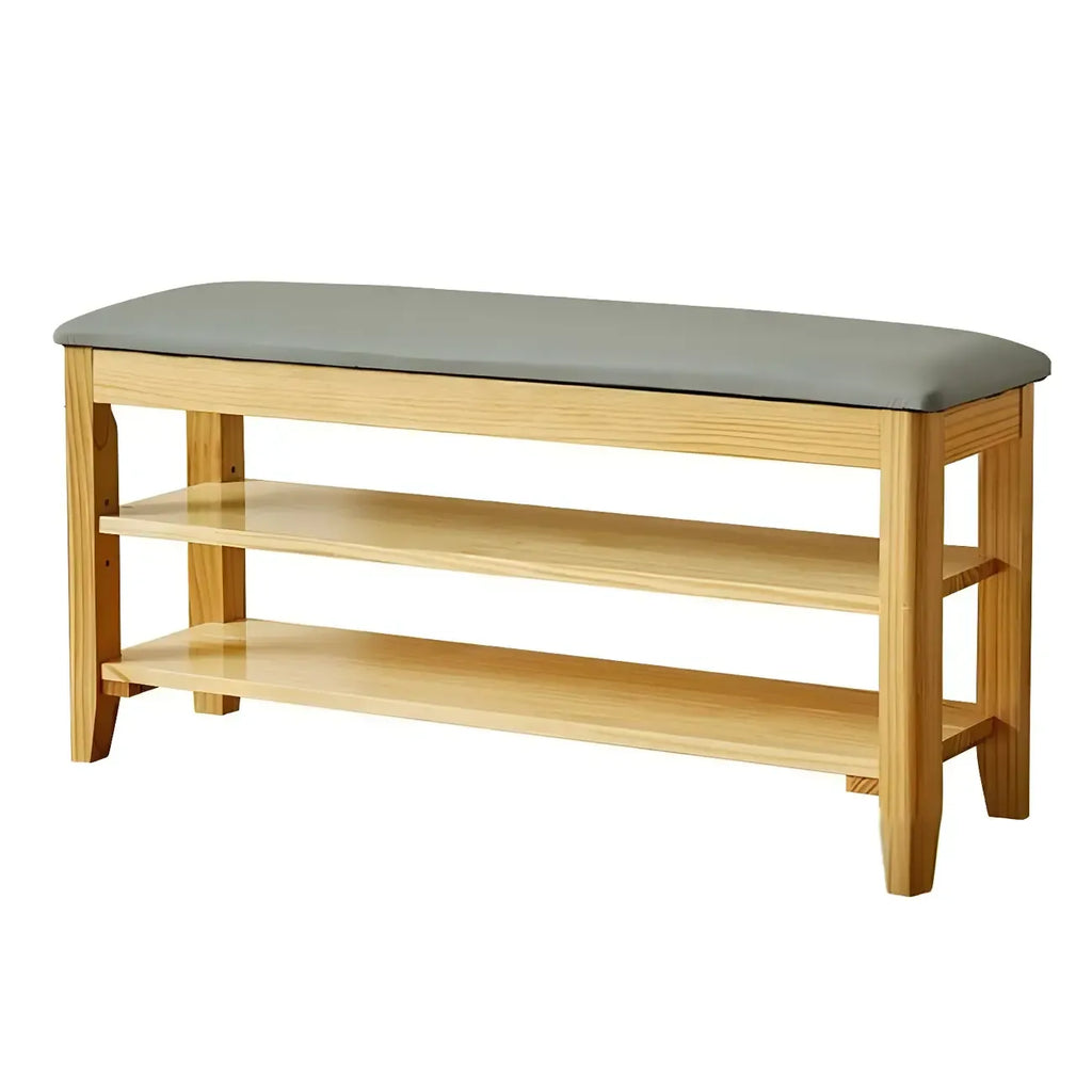 Banc de rangement à chaussures réglable en bois de noyer pour entrée