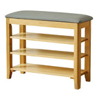 Banc de rangement à chaussures réglable en bois de noyer pour entrée
