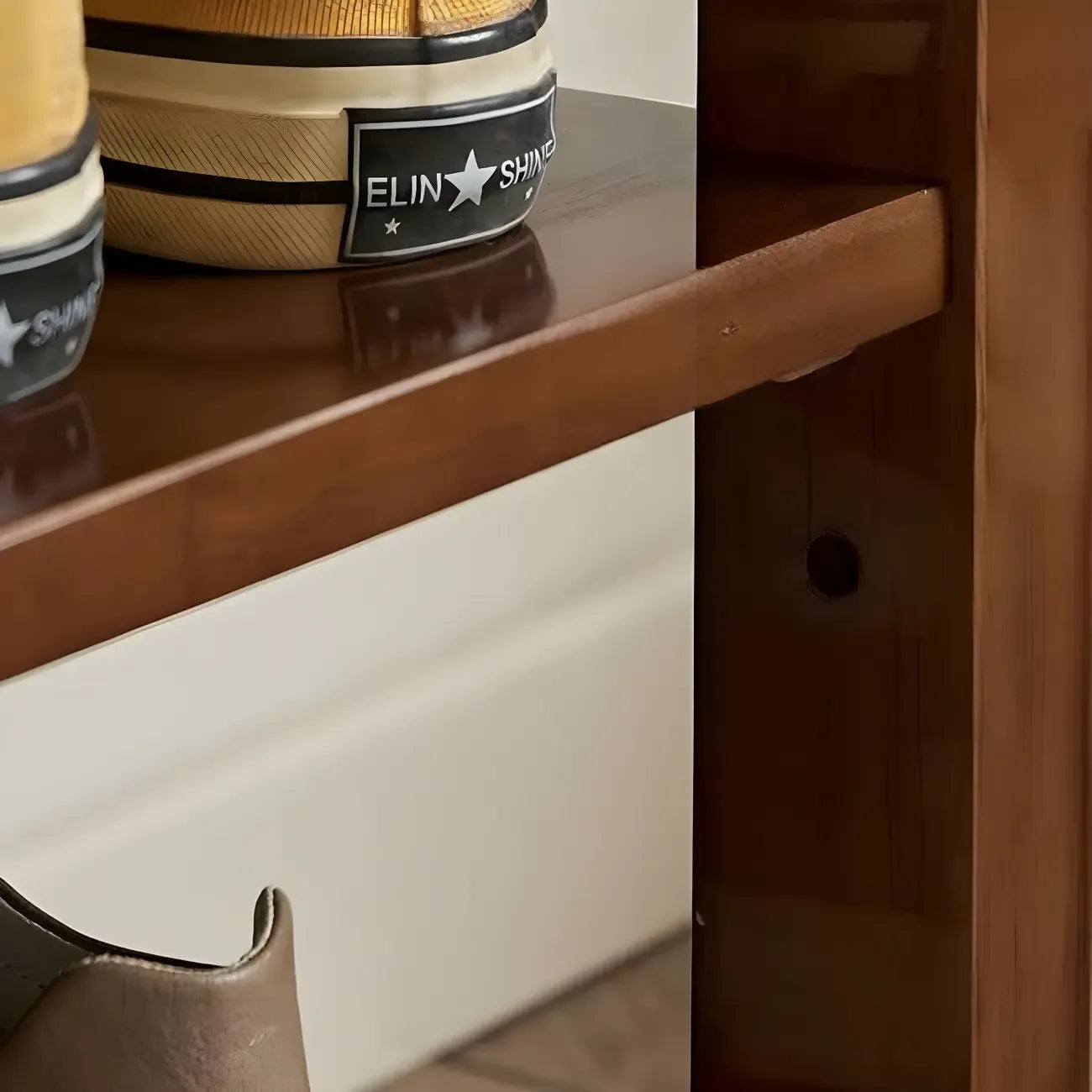 Banc de rangement à chaussures réglable en bois de noyer pour entrée