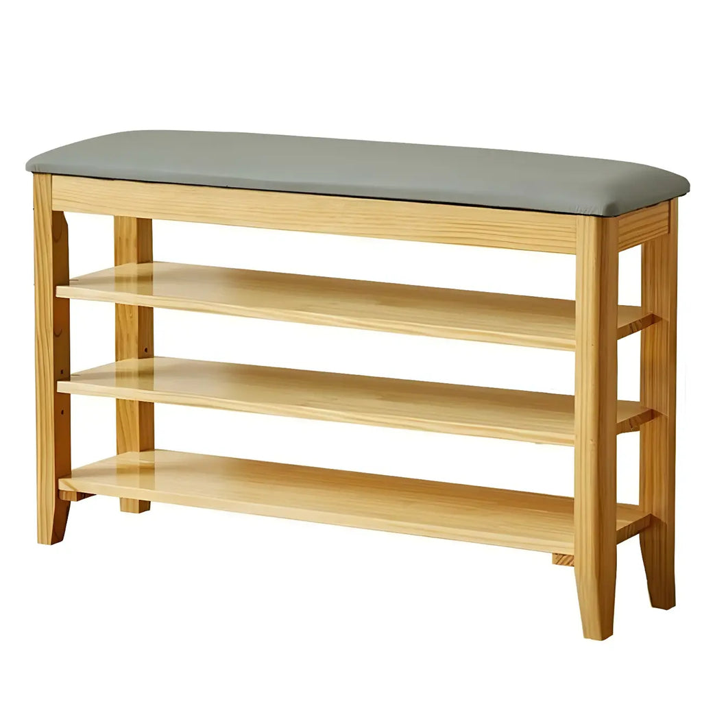 Banc de rangement à chaussures réglable en bois de noyer pour entrée