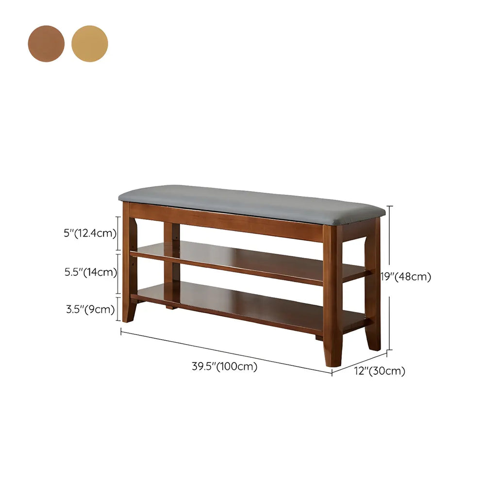 Banc de rangement à chaussures réglable en bois de noyer pour entrée