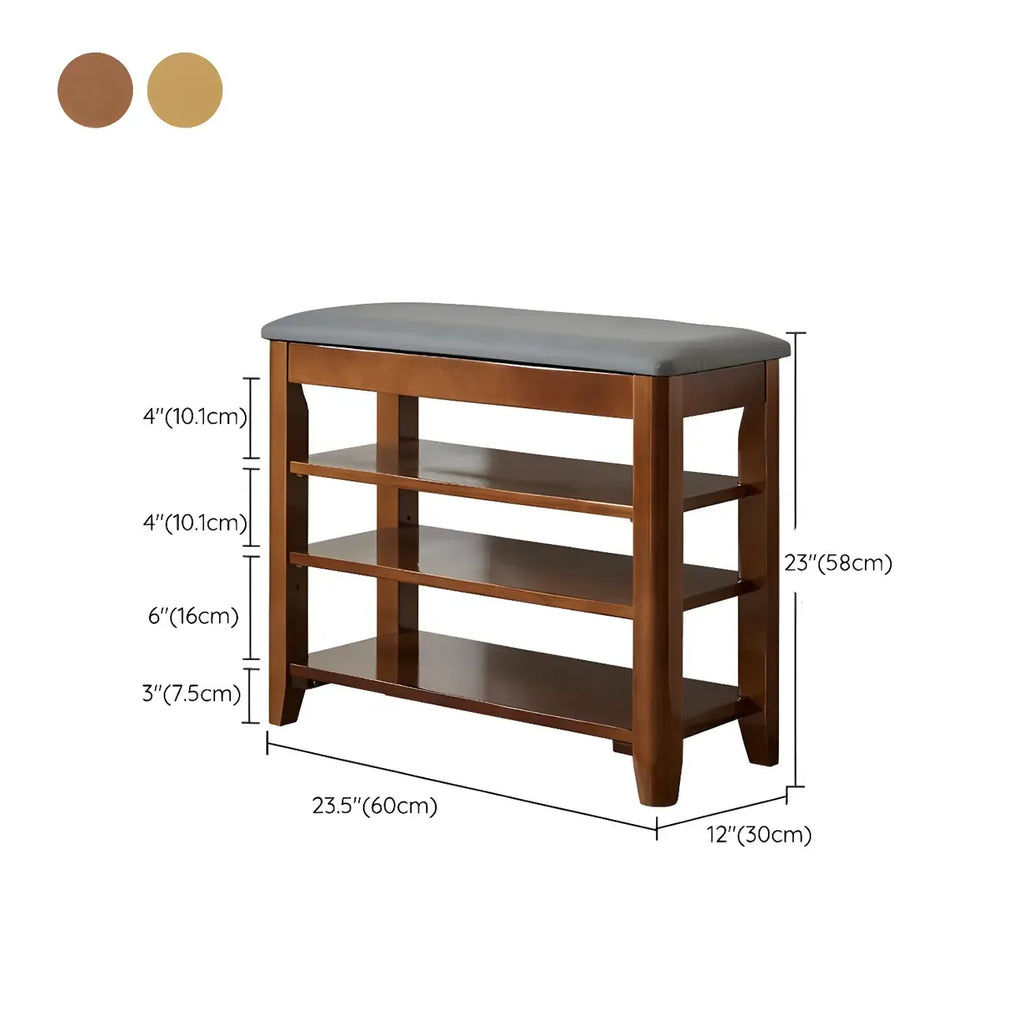 Banc de rangement à chaussures réglable en bois de noyer pour entrée