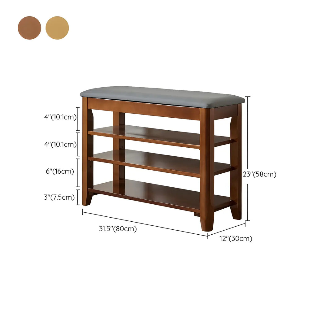 Banc de rangement à chaussures réglable en bois de noyer pour entrée