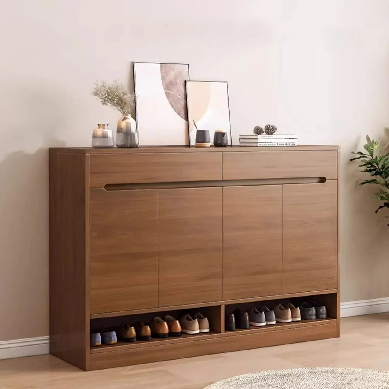Armoire à chaussures en bois réglable avec portes pour entrée