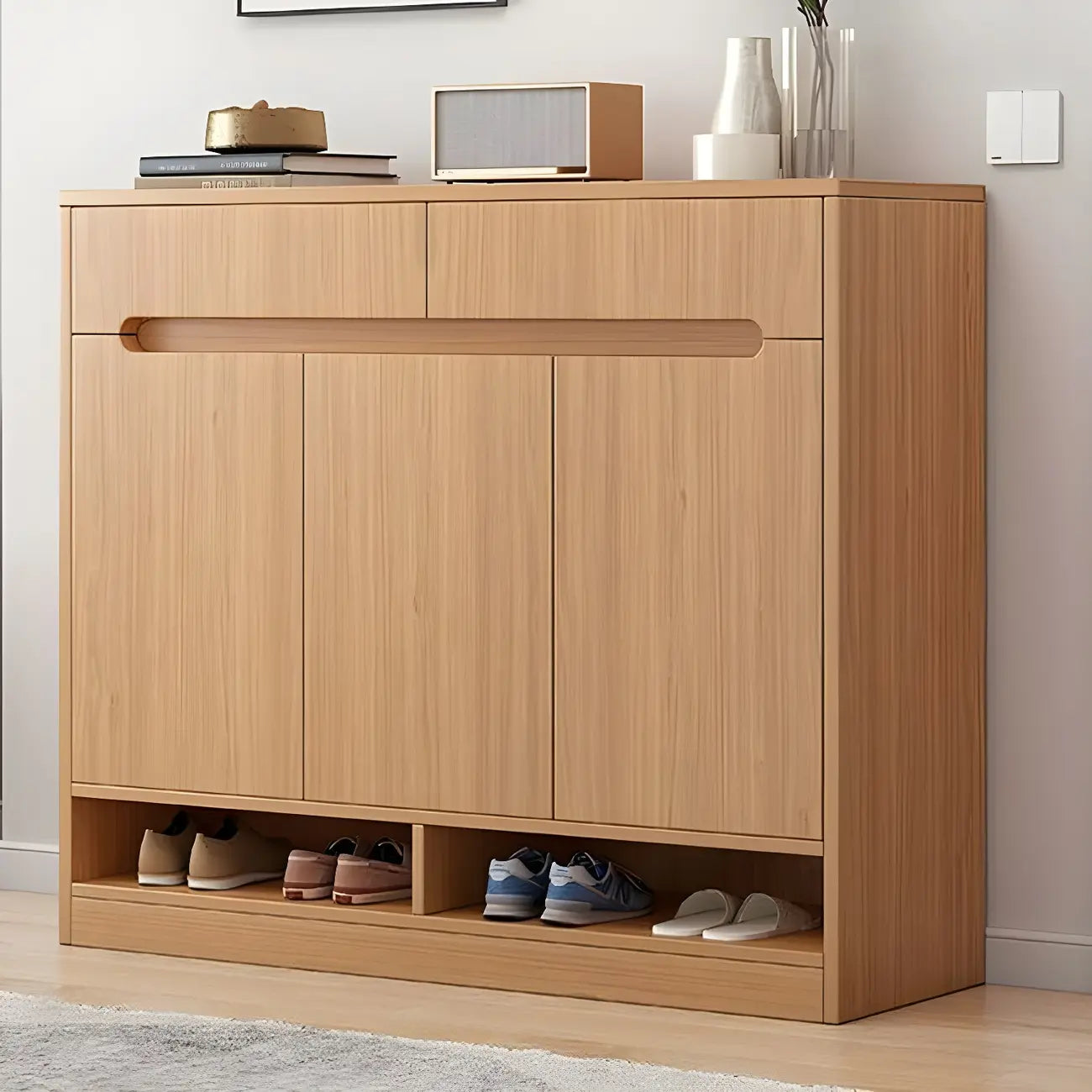 Armoire à chaussures en bois réglable avec portes pour entrée