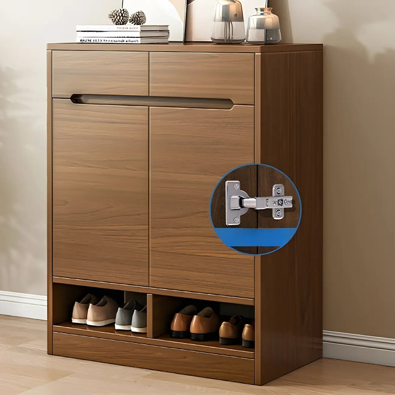 Armoire à chaussures en bois réglable avec portes pour entrée