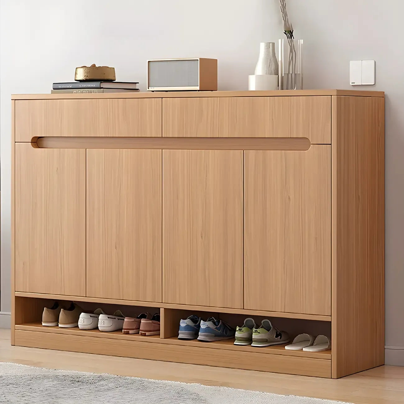 Armoire à chaussures en bois réglable avec portes pour entrée